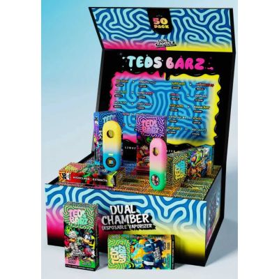 TEDS BARZ 2g Dual Chamber Empty Disposable Vape Packaging Box | 50 Pack Display Master Box